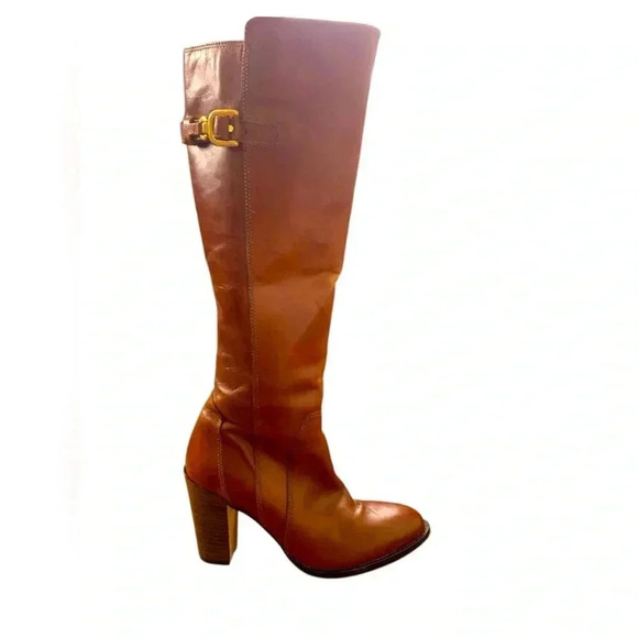 Vintage Collection Mulle  High Leather Brown Dress Boots, 3 1/2” heel - Picture 1 of 15